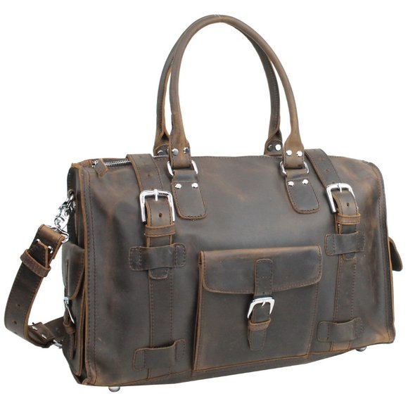 Full Leather Duffle/Gym/Overnight Travel Bag L48DB